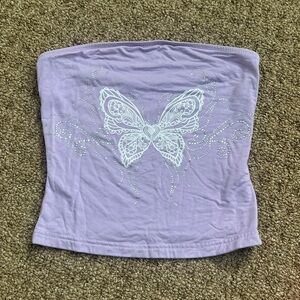 Lavender Tube Top with Butterfly Design